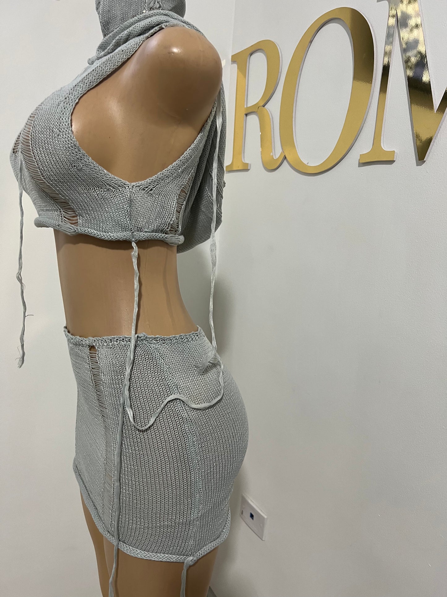 Zuri Hoodie Skirt Set (Grey)