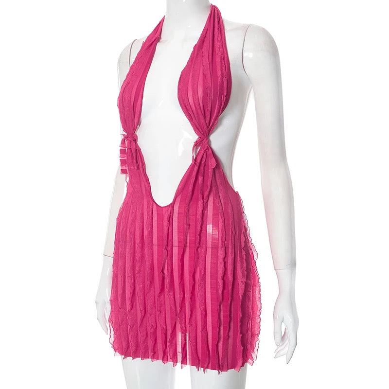 Lily Mini Dress (Bright-Pink)