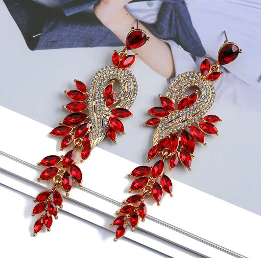 Hollywood Crystal Earrings (Red)