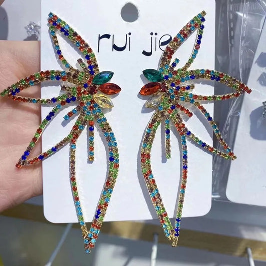 Tinker Crystal Wings Earrings (dark - colorful)