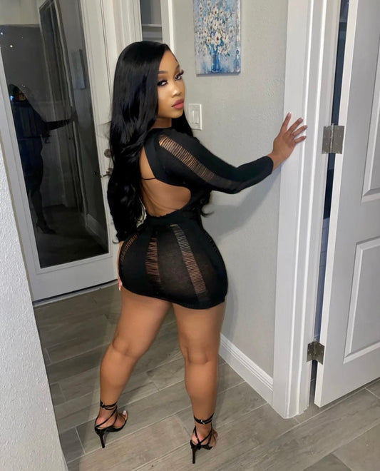 Zuri Backless Mini Dress (Black)
