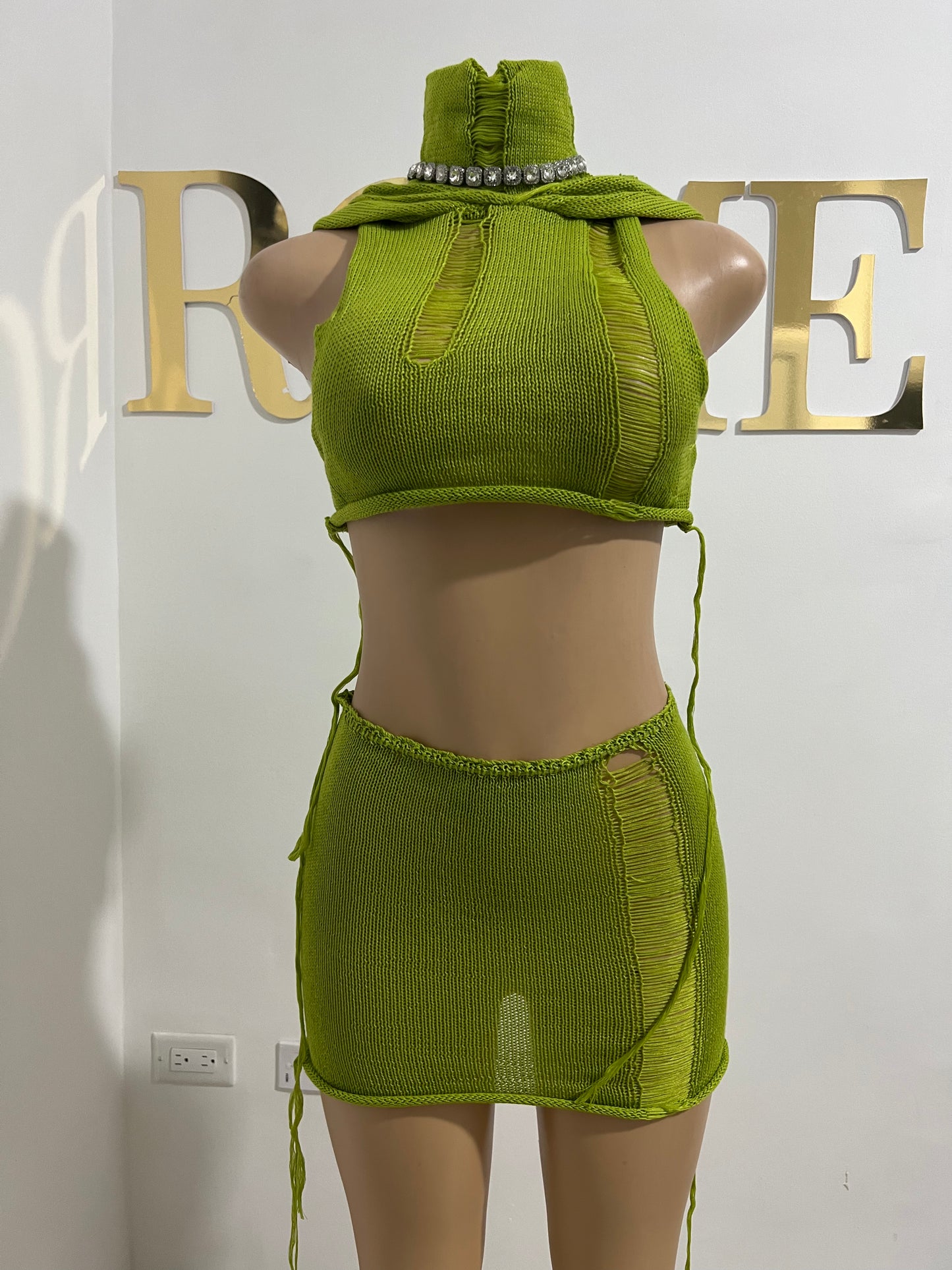 Zuri Hoodie Skirt Set (Green)