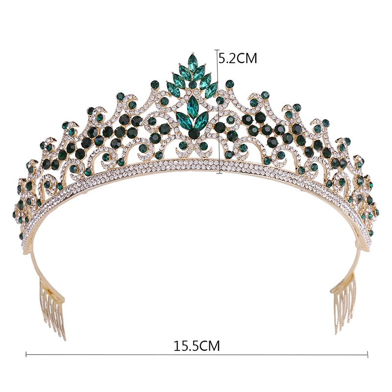 Remi Crystal Tiara Crown (Green)