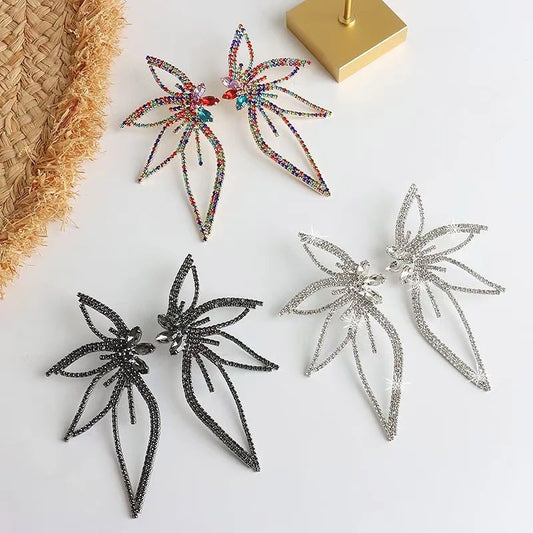 Tinker Crystal Wings Earrings (Black)