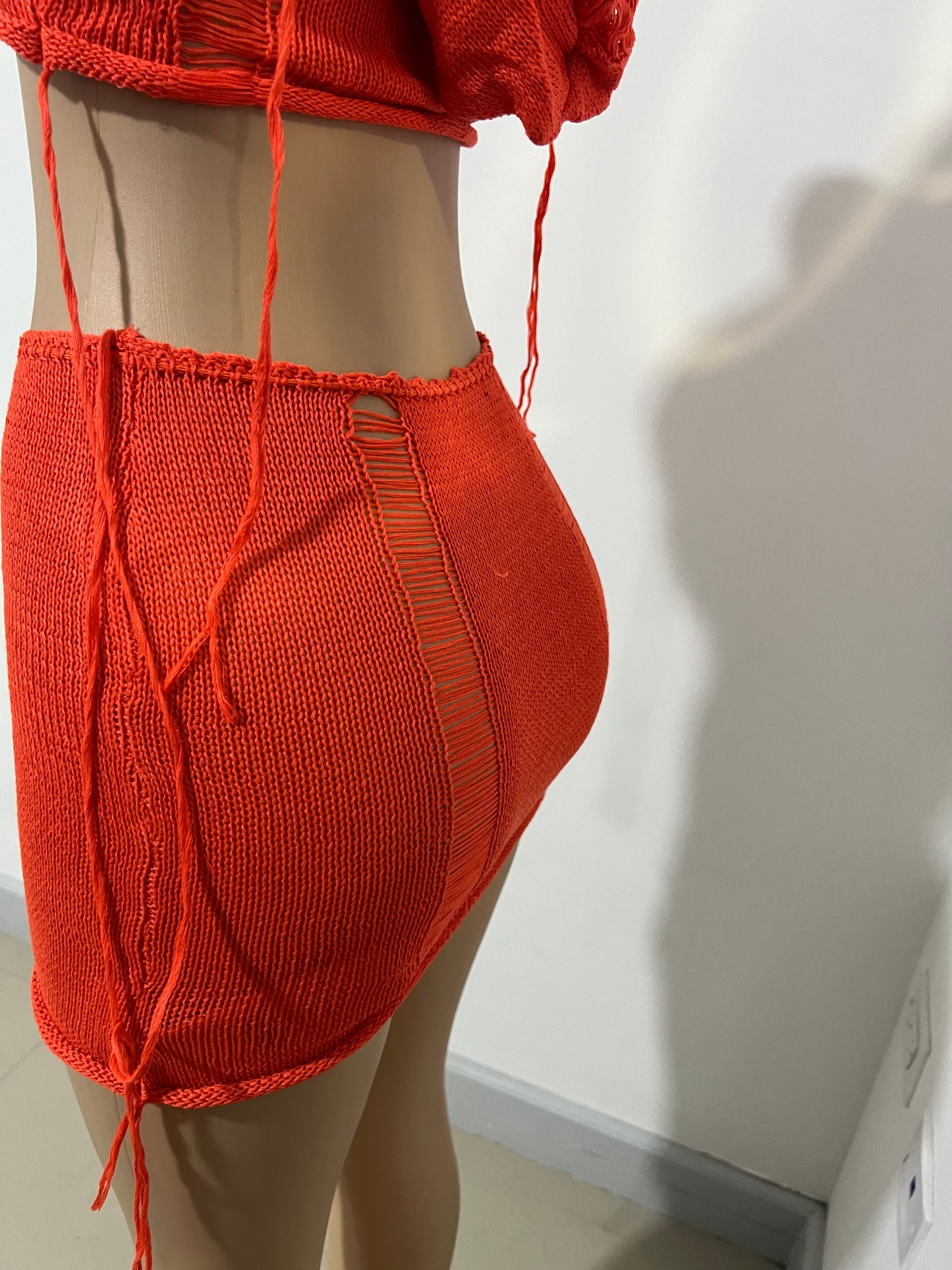 Zuri Hoodie Skirt Set (Orange)