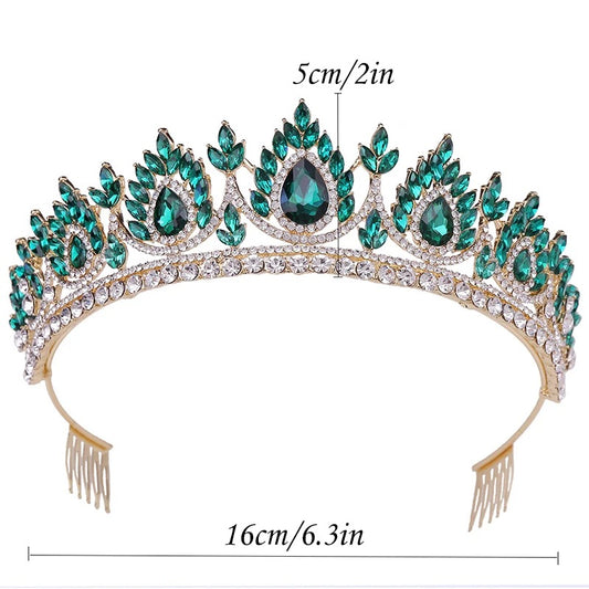 Amri Crystal Tiara Crown (Green)