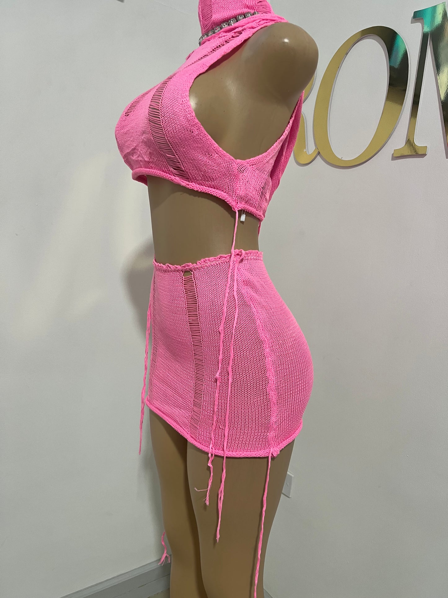 Zuri Hoodie Skirt Set (Pink)