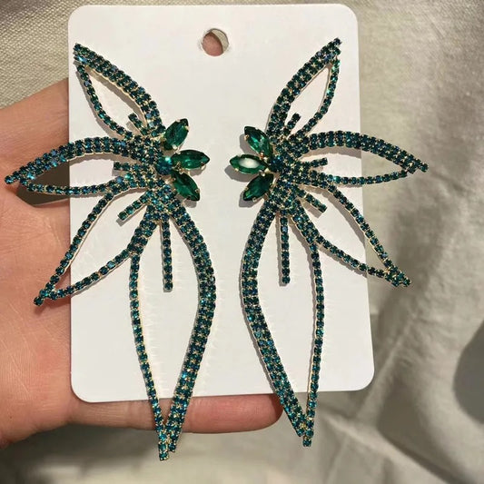 Tinker Crystal Wings Earrings (Green)