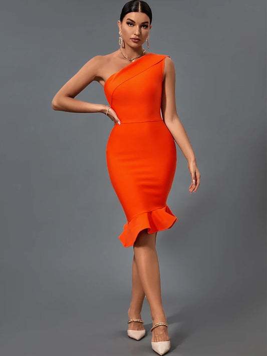Olivia Bandage Glam Dress (Orange)