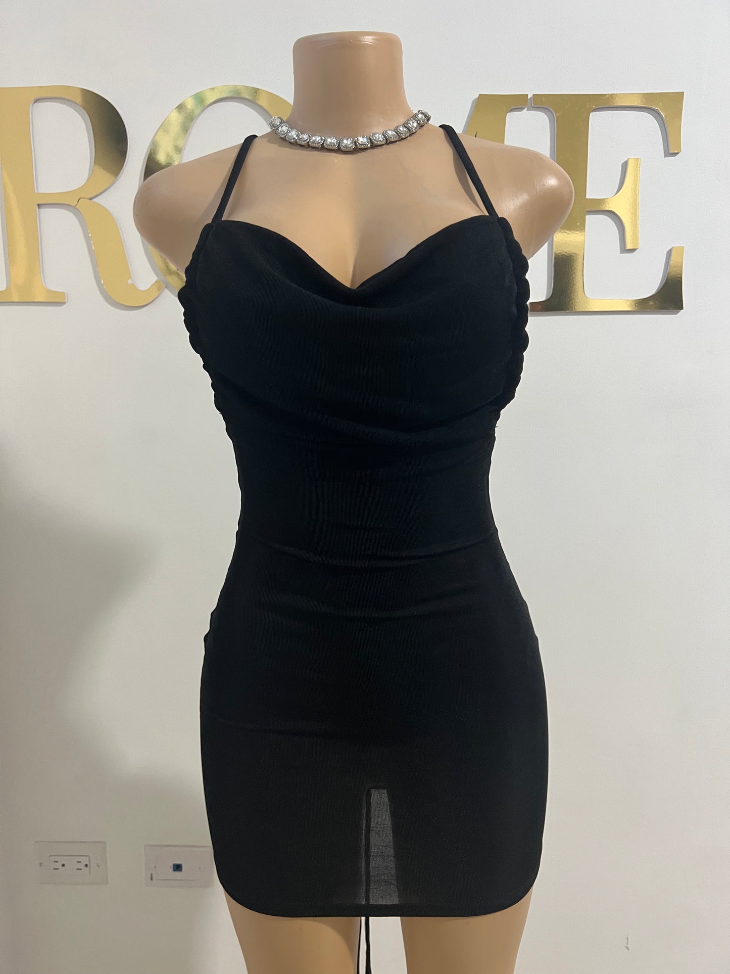 Carey Rouched Mini Dress (Black)