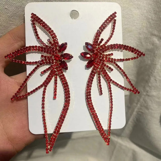 Tinker Crystal Wings Earrings (Red)