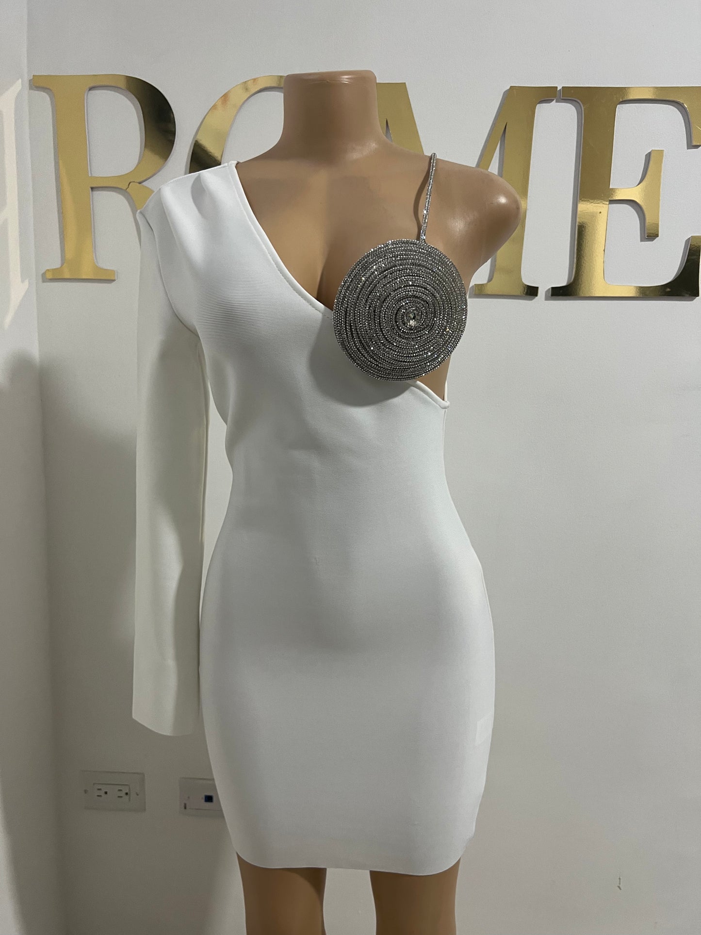 Milan Glam Bandage Dress (White)