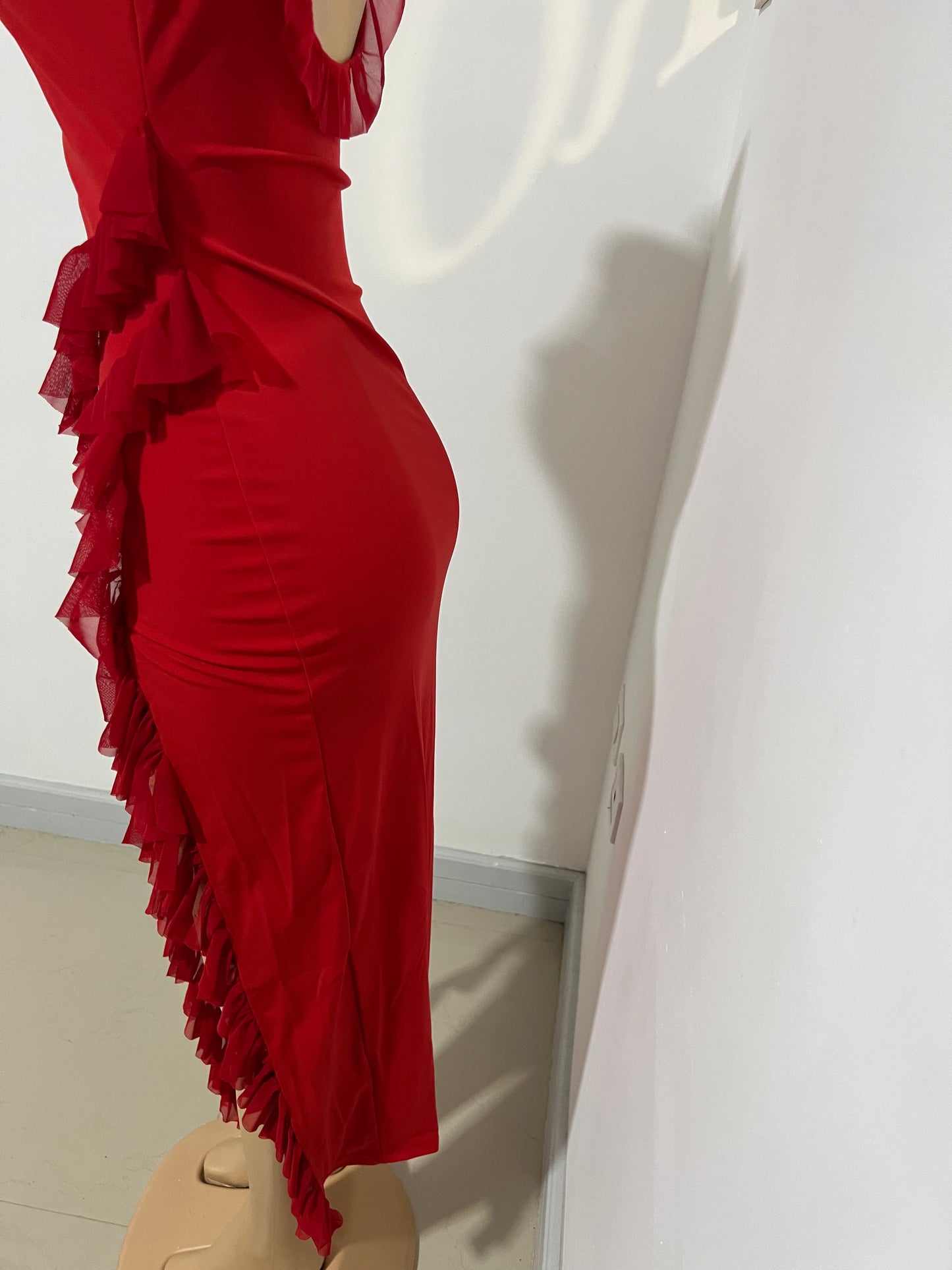 Celine Ruffle Dress (Red)