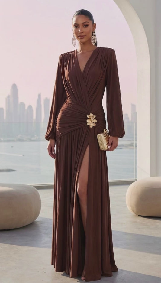 Michelle Valor Dress (Brown)