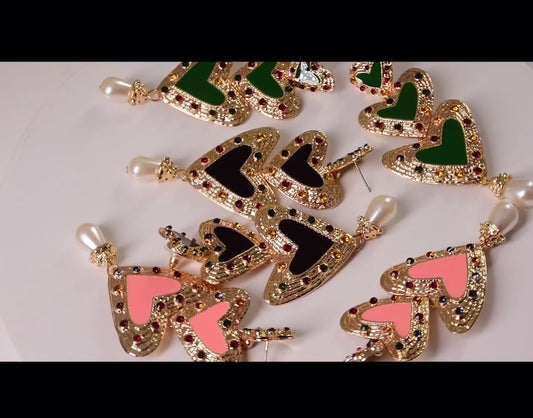 Tara Hearts Earrings (Pink)