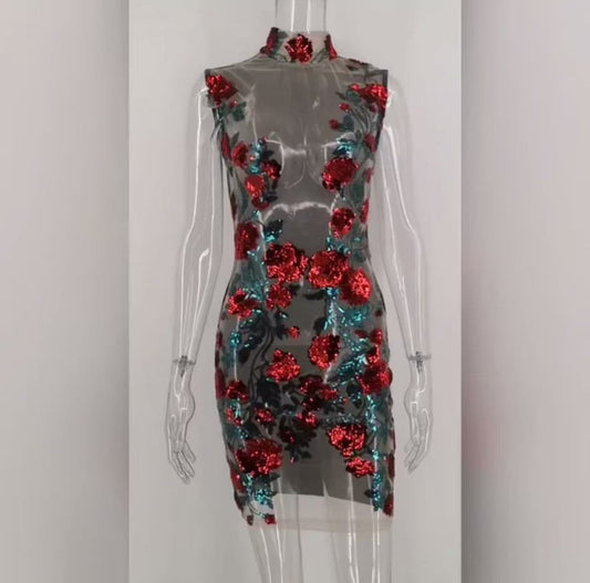 Jade Bloom Dress (Red)