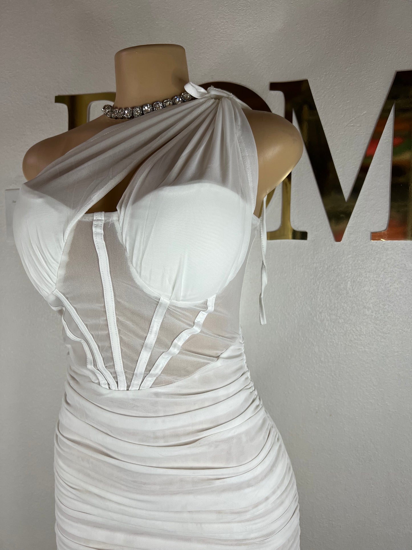 Ciara Sheer Dress (White)