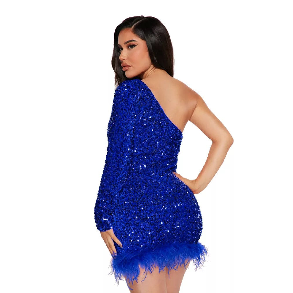 Holly Fur Dress (Blue)