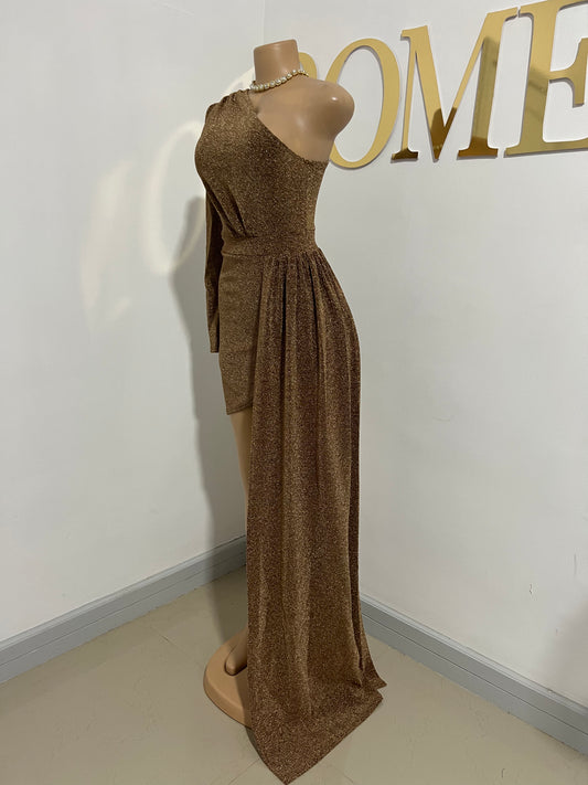 Allegra Elegant Short Dress (Brown)