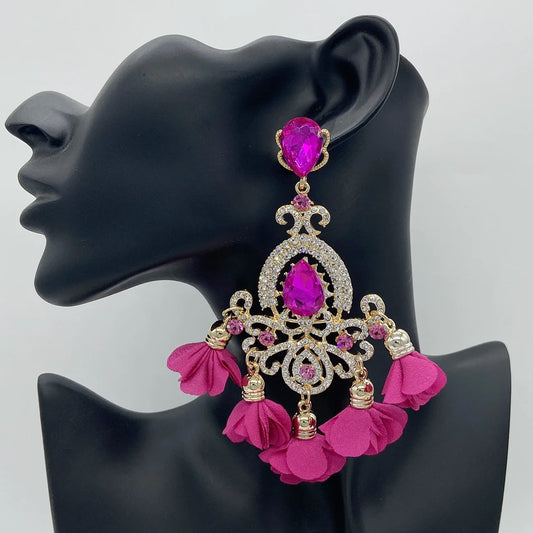 Prescilla Flower Earrings (Pink)