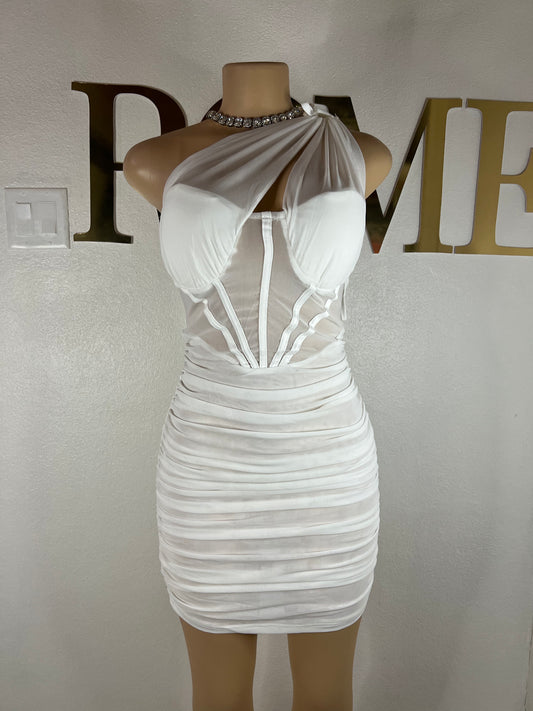 Ciara Sheer Dress (White)