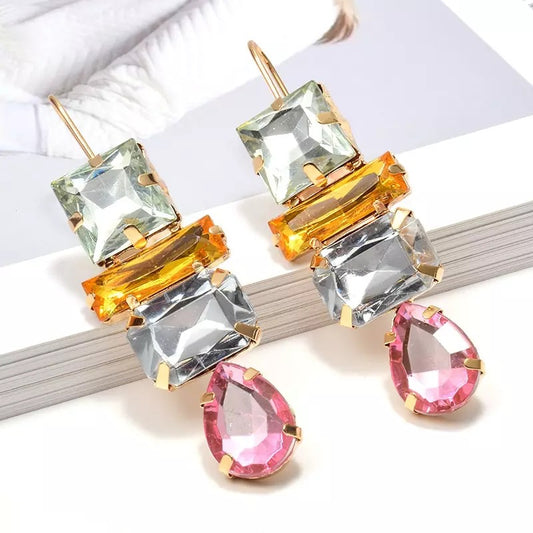 Ellen Crystal Earrings (Pink)