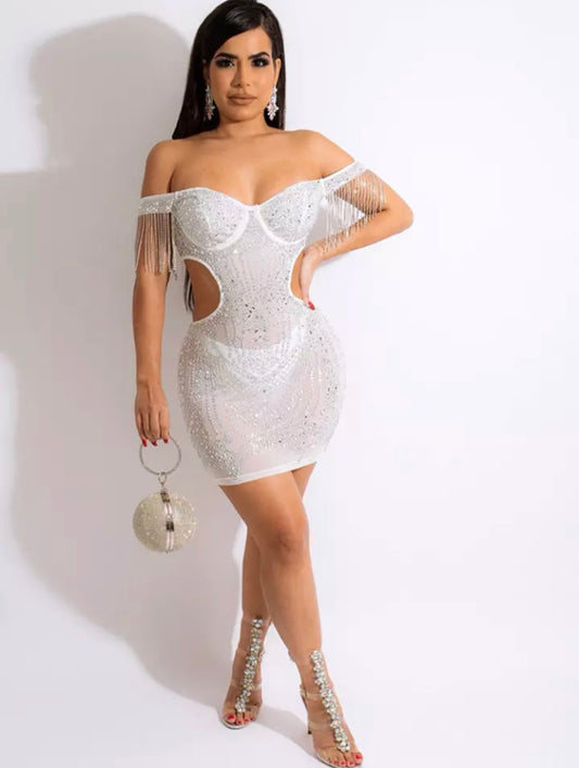 Nicky Crystal Dress (White)