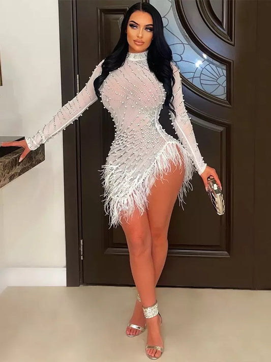 Ellie Feather Dress (White)