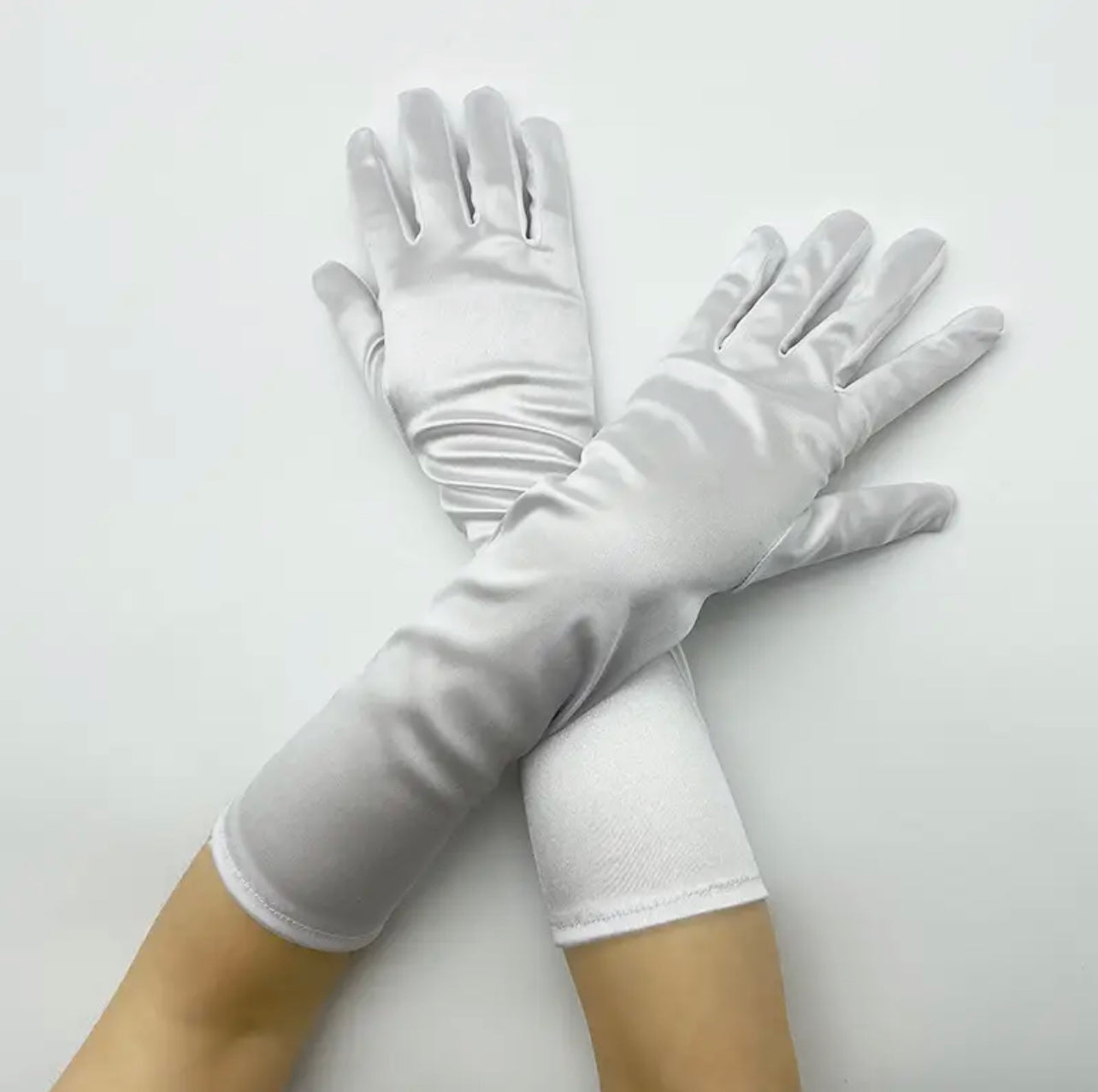 Medium Satin Gloves (White)