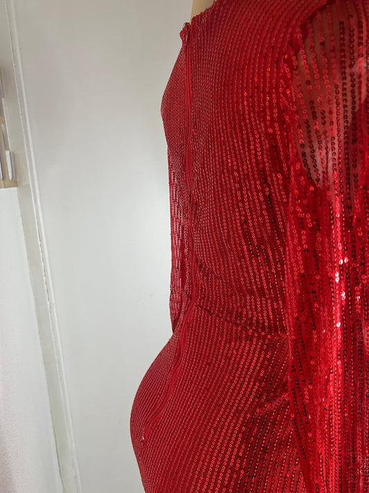 Rachel Sequin Dress (Red)