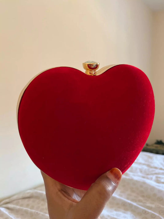 Suede Heart Bag (Red)