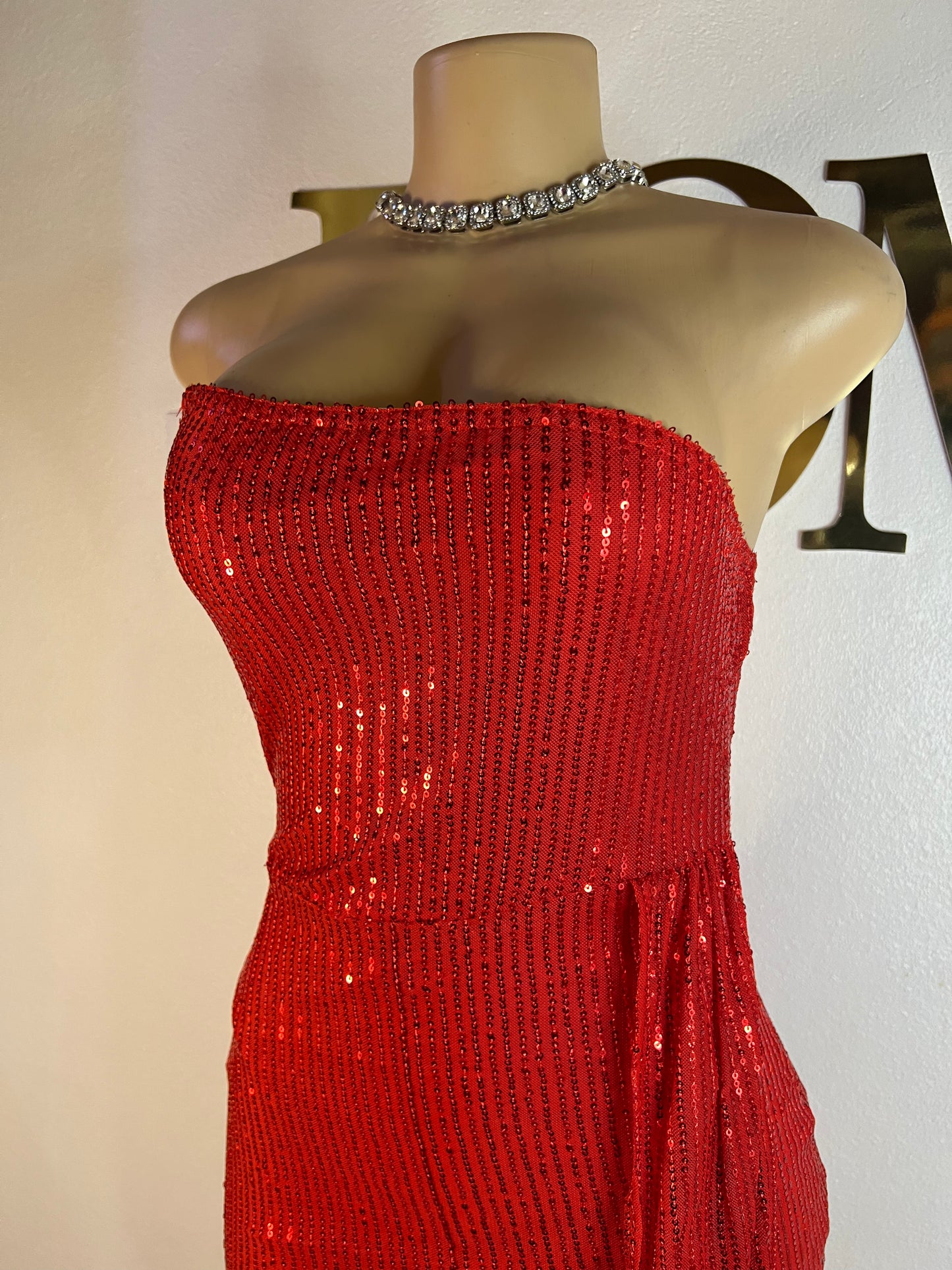 Tara Sequin Dress (Red)