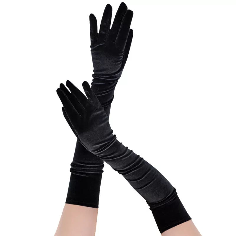 Long Velvet Gloves (Black)