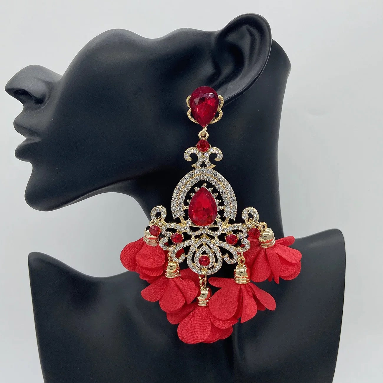 Prescilla Flower Earrings (Red)