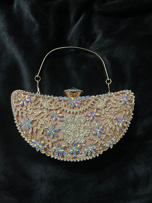 Intricate Crescent Crystal Bag