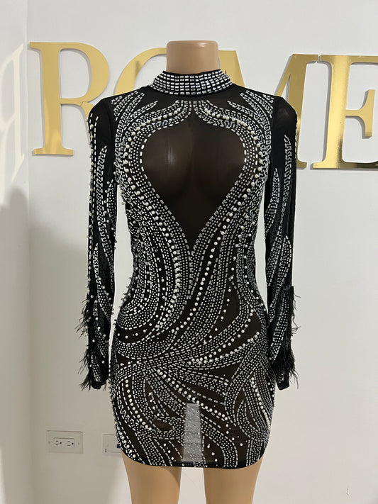 Jackie Pearl Crystal Dress (Black)