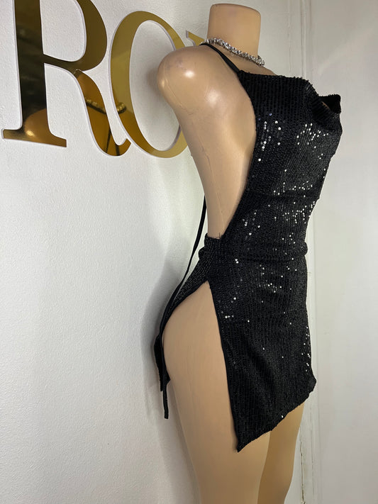 Kim Super Mini Backless Dress (Black)