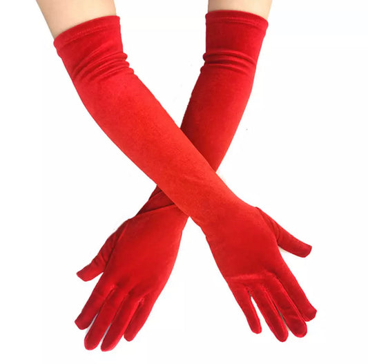 Long Velvet Gloves (Red)