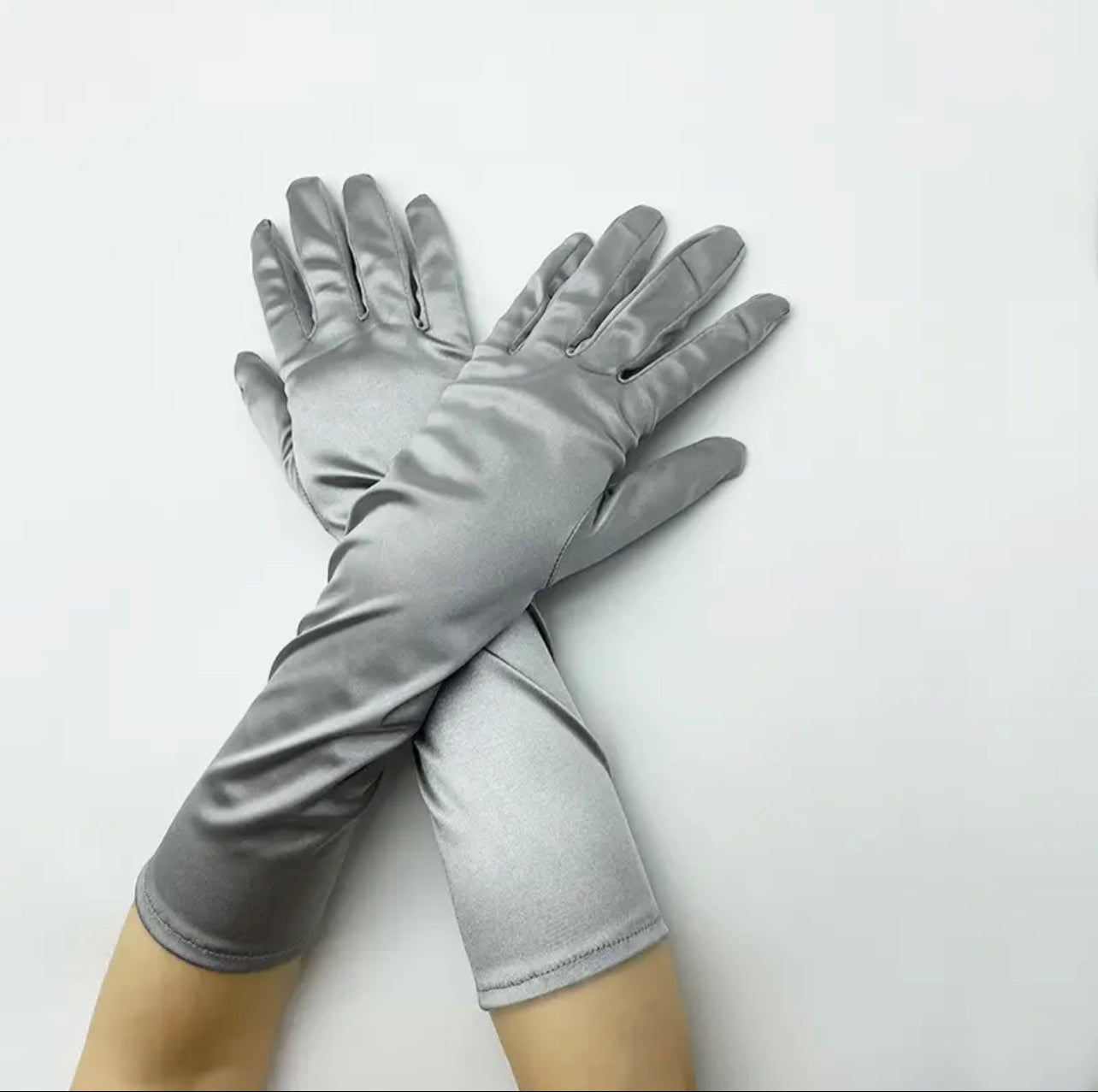 Medium Satin Gloves (Grey)