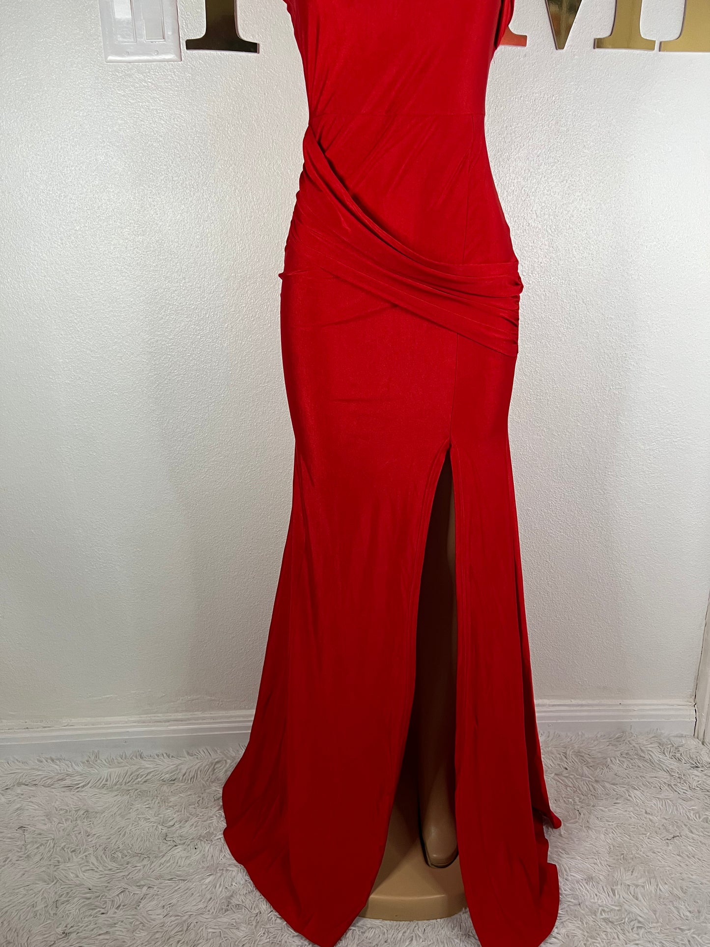 Kerry One Shoulder Dress (Red)