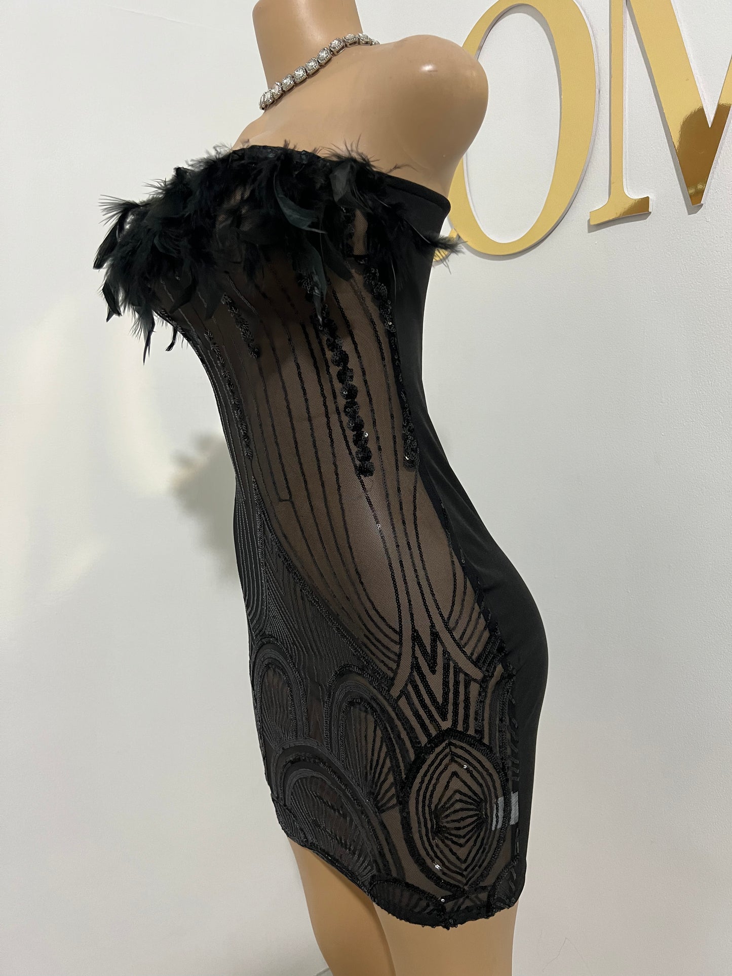 Krissy Feather Dress (Black)