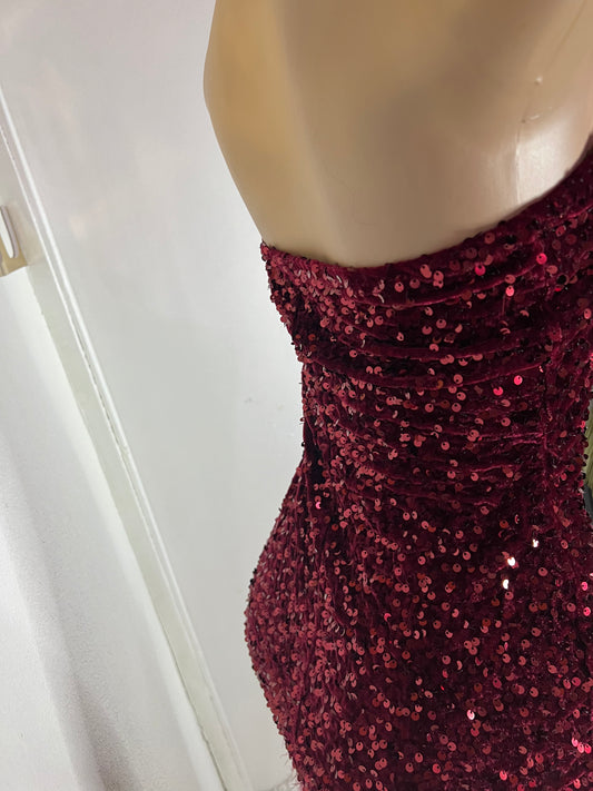 Holly Molly Fur Dress (Burgundy)