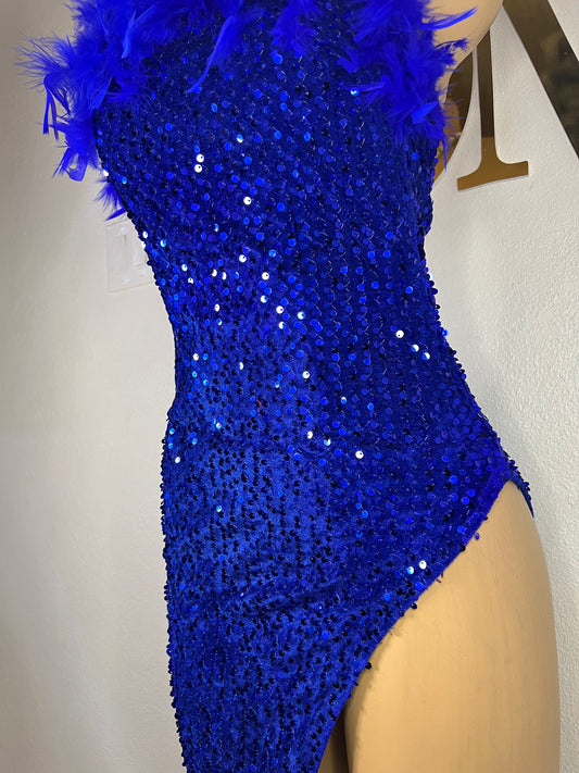 Kayla Feather Dress (Blue)
