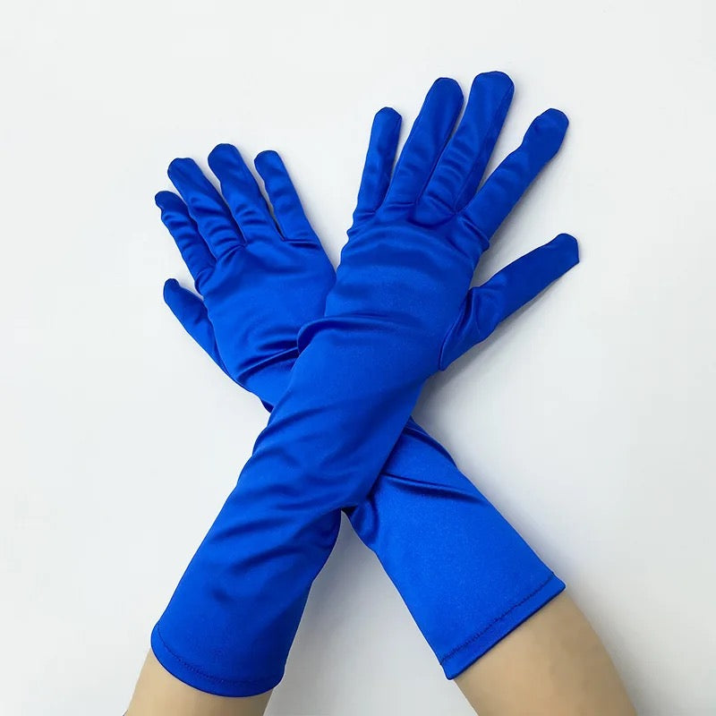Medium Satin Gloves (Blue)