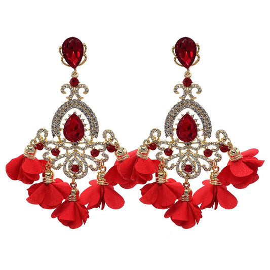Prescilla Flower Earrings (Red)