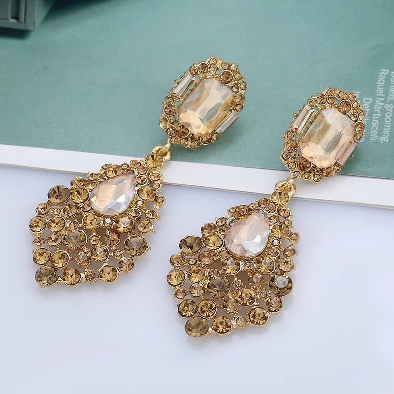 Carey Crystal Earrings (Gold)