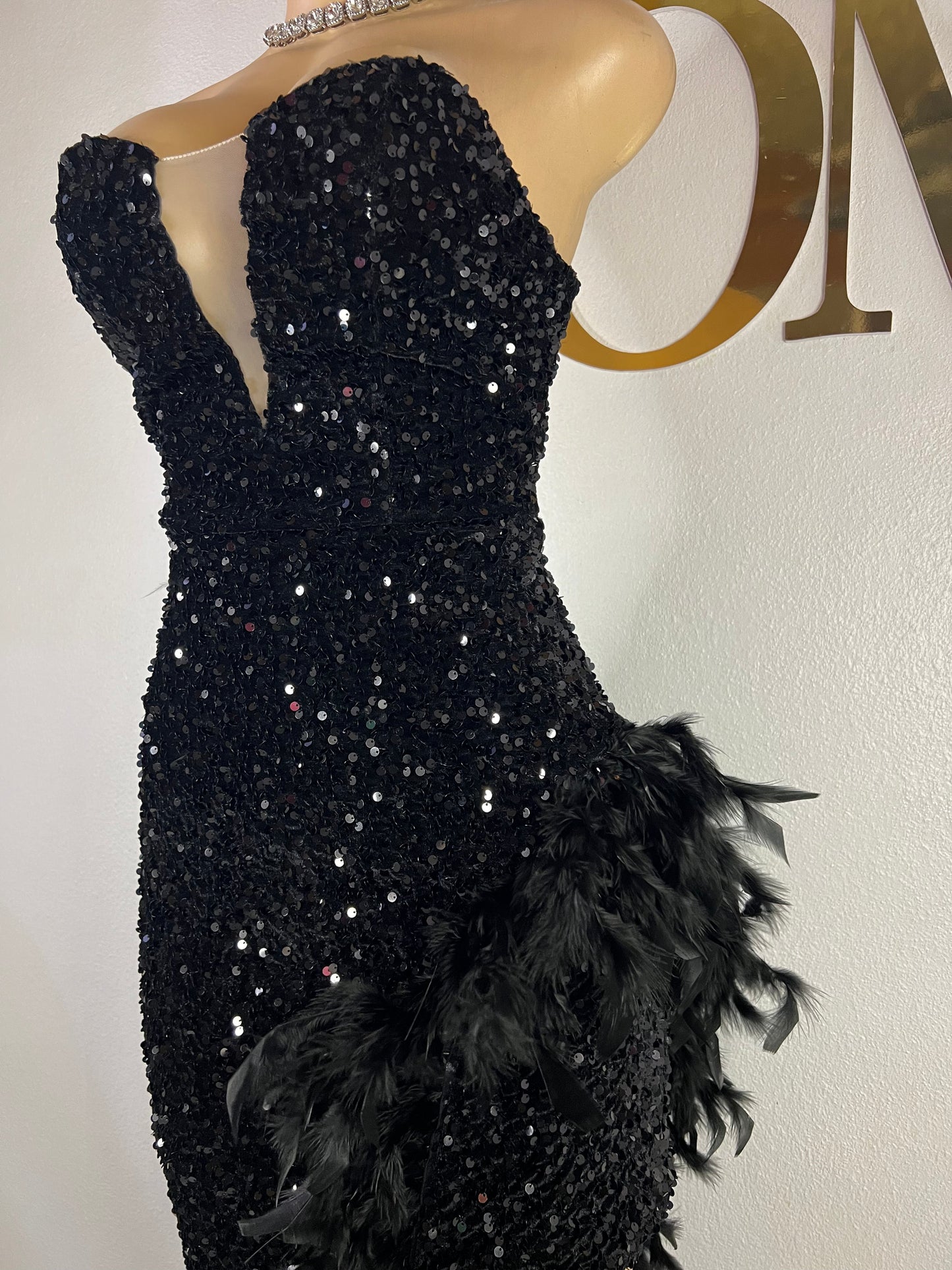 Octavia Feather Dress (Black)