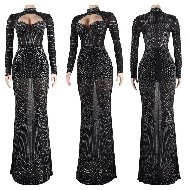 Alexandria Crystal Dress (Black)