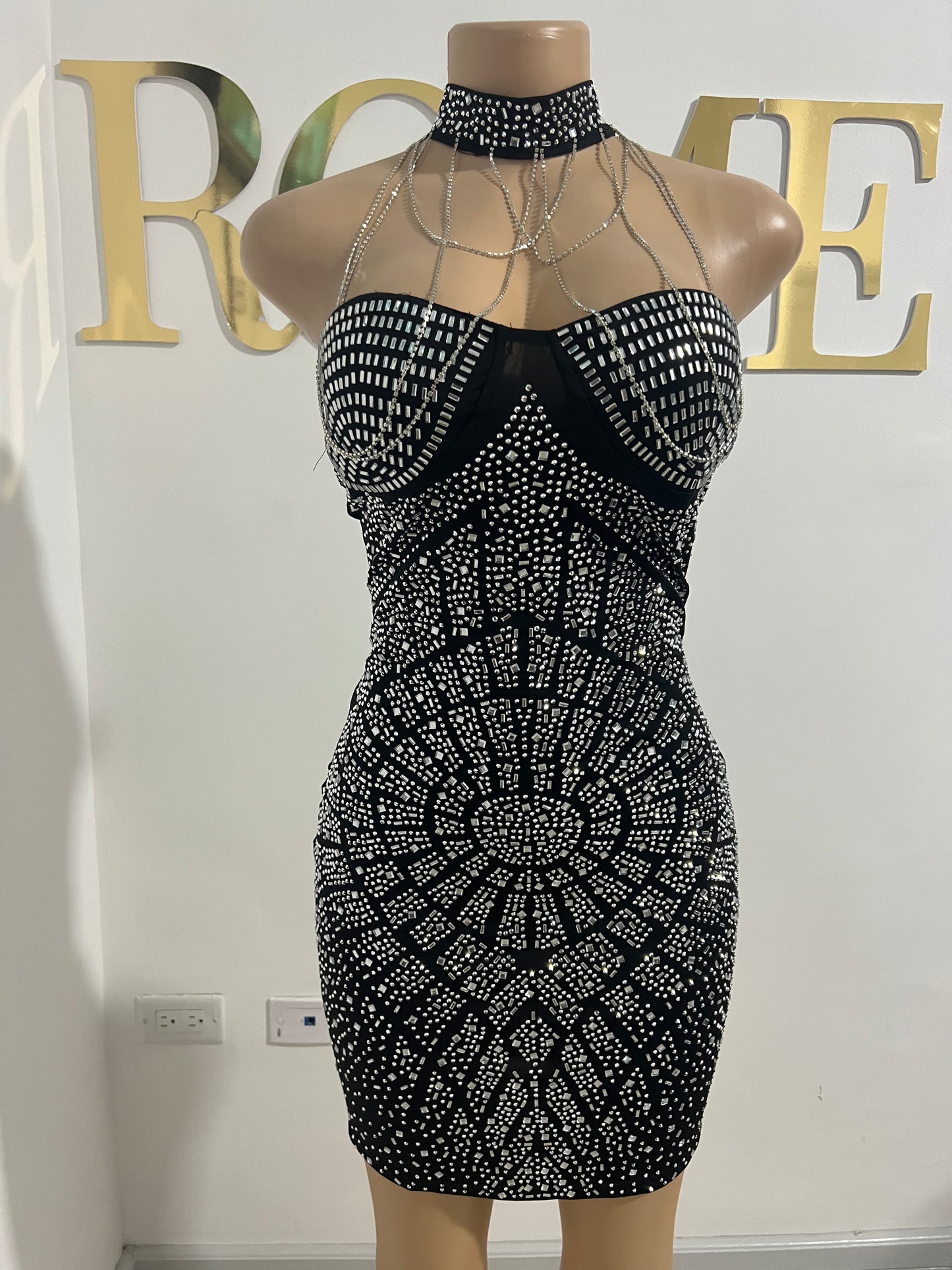 Elise Crystal 2 pcs Dress (Black)