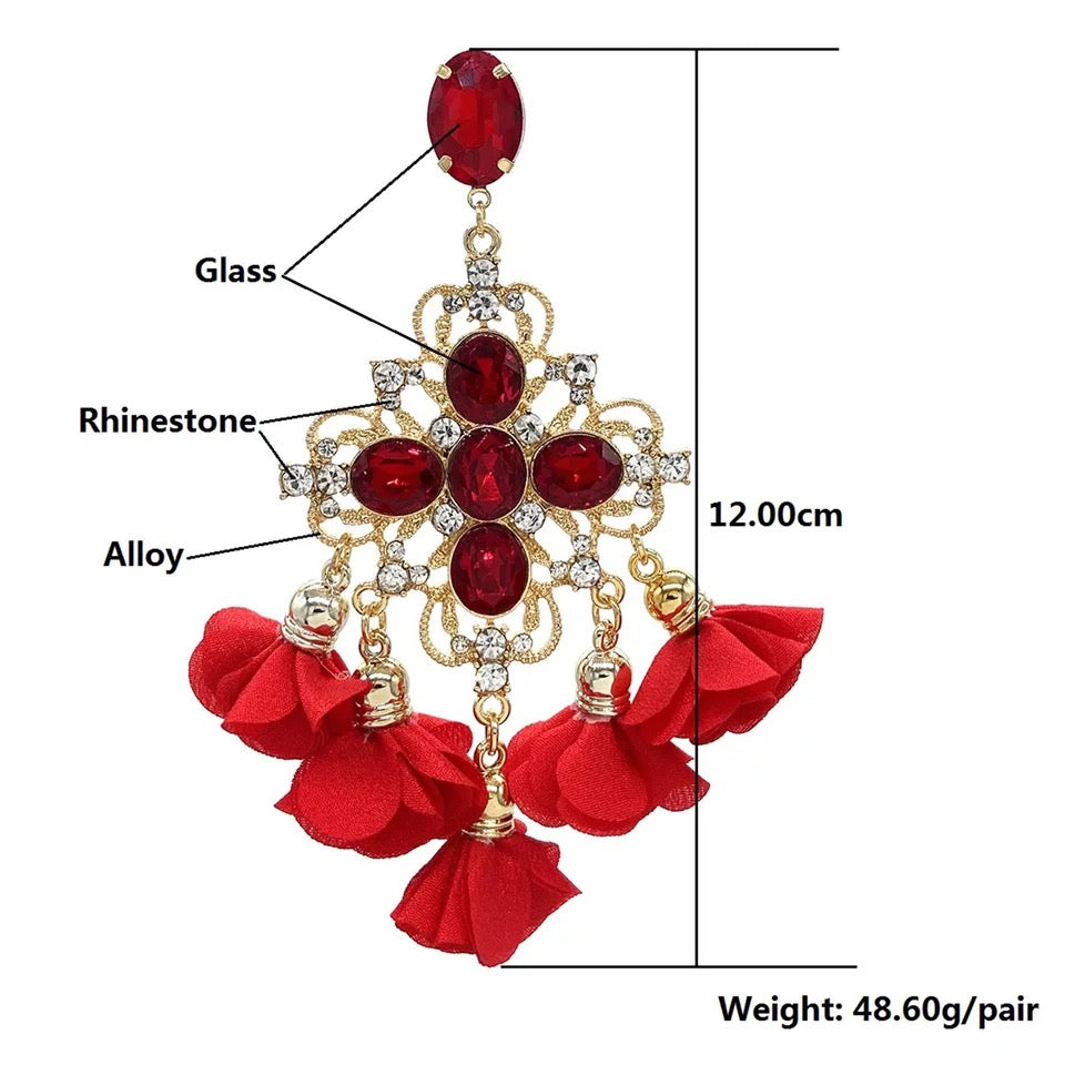 Cross Flower Earrings (Red)